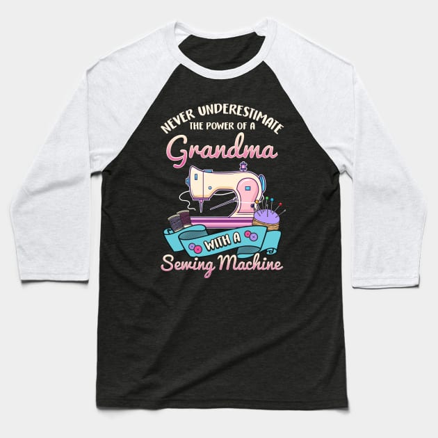 Grandma With A Sewing Machine Baseball T-Shirt by E